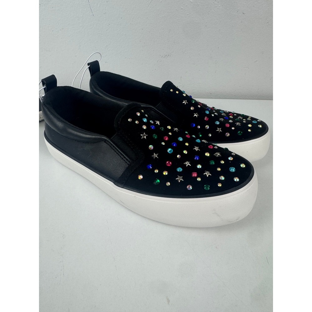 Art Class Kids Hanna Black Embellished Slip On Sneakers Rhinestone Stars Size 1